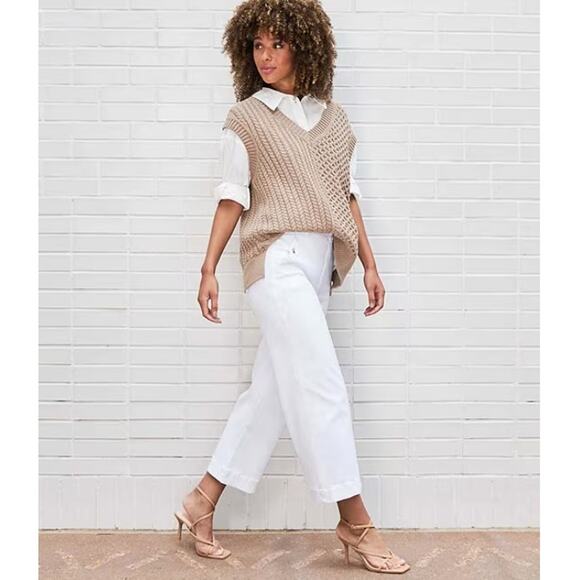 Spanx Pant XL Petite Stretch Twill Cropped Wide Leg Bright White Workwear Career - Picture 1 of 16